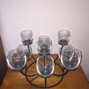 Black Metal Candelabra with 9 Glasses for Votive Candles